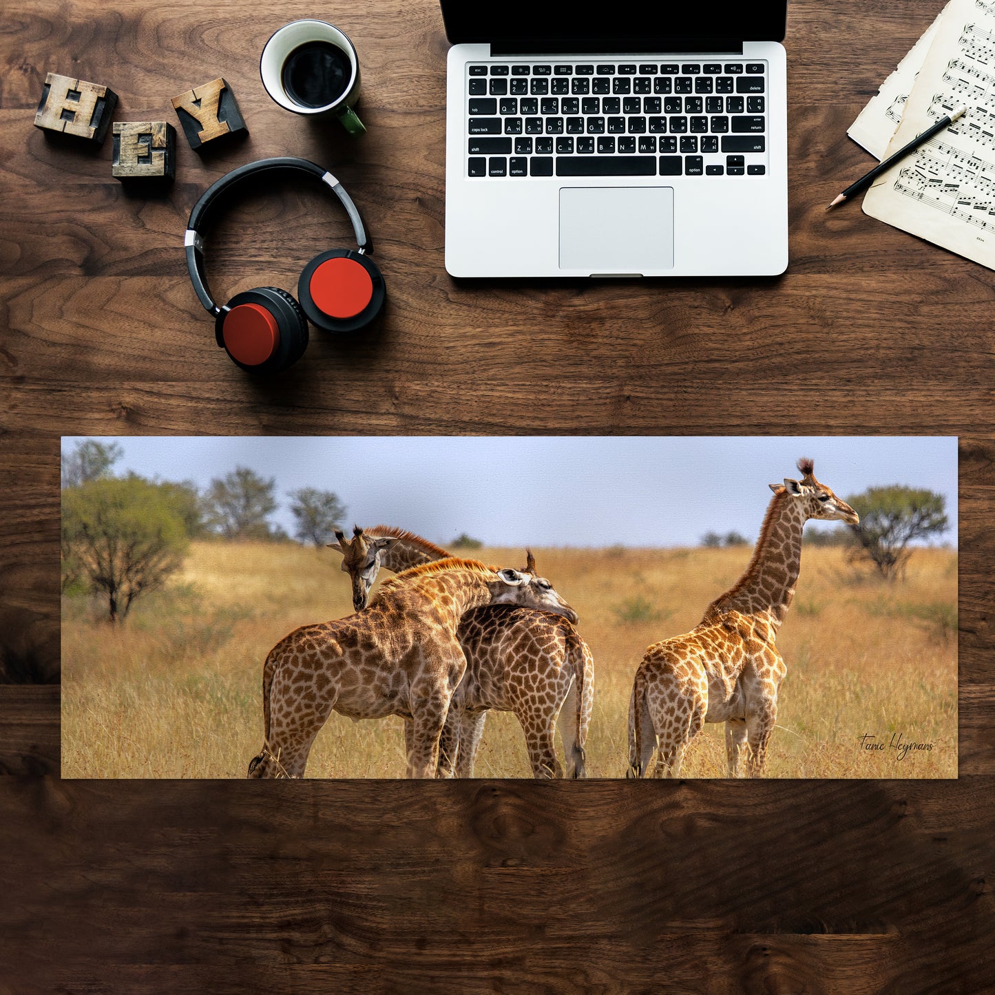 Giraffe Family Desk Pad by Fanie Heymans