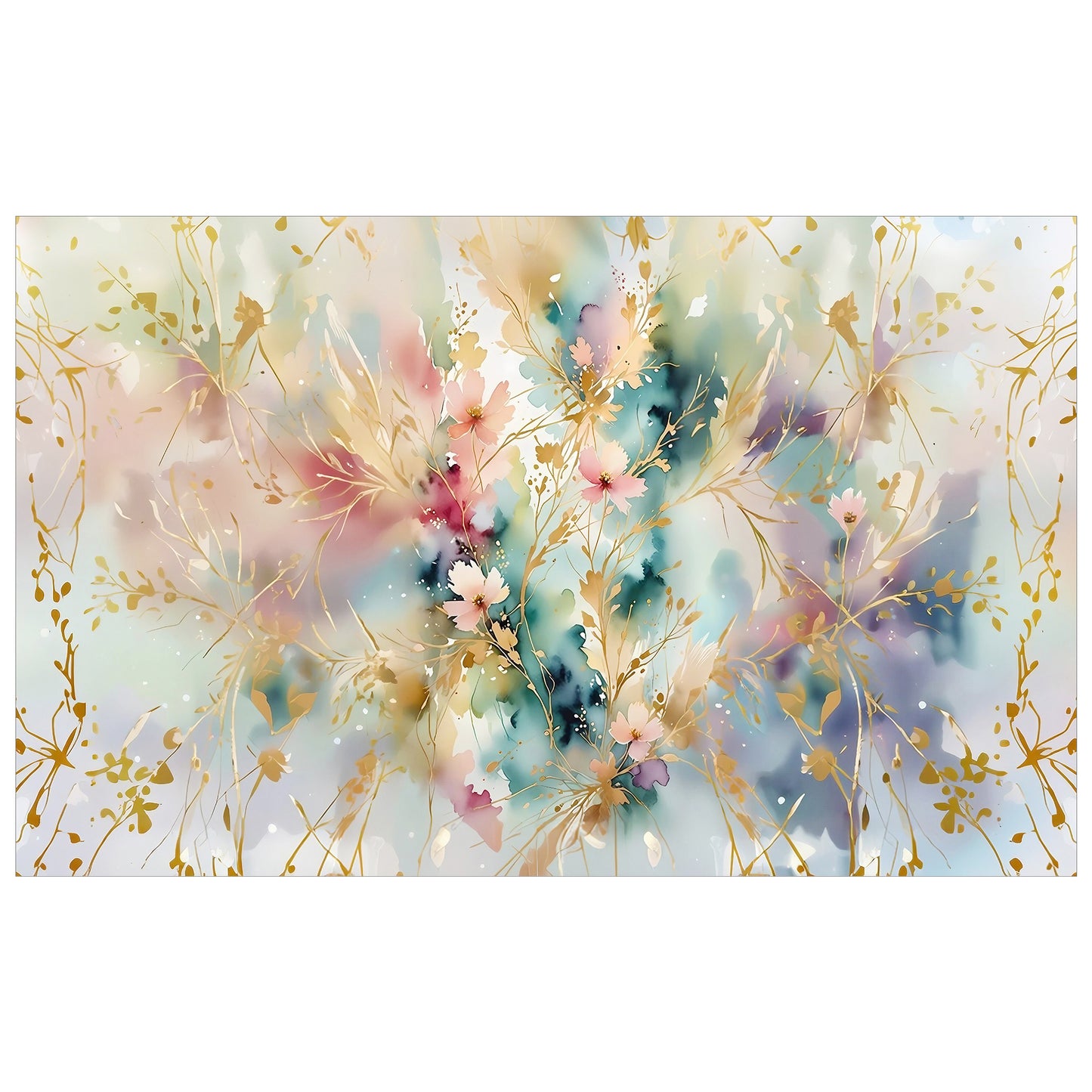 Gold Leaves Rectangle Tablecloth