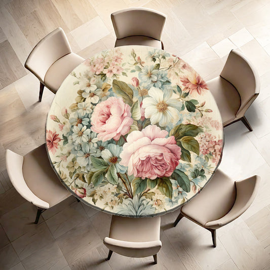 Golden Hour Blossoms Round Tablecloth
