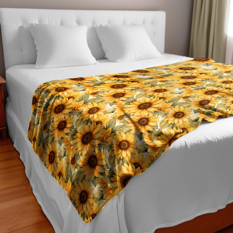 Golden Sunflowers Light Bed Throw