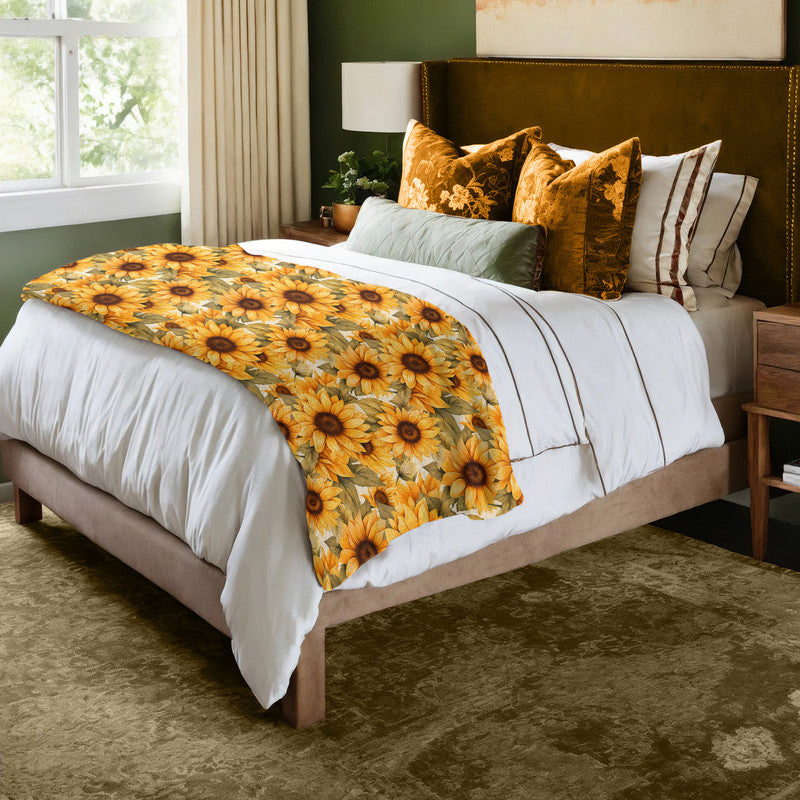 Golden Sunflowers Light Bed Throw