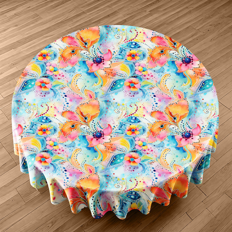 Golden Yellow Round Tablecloth