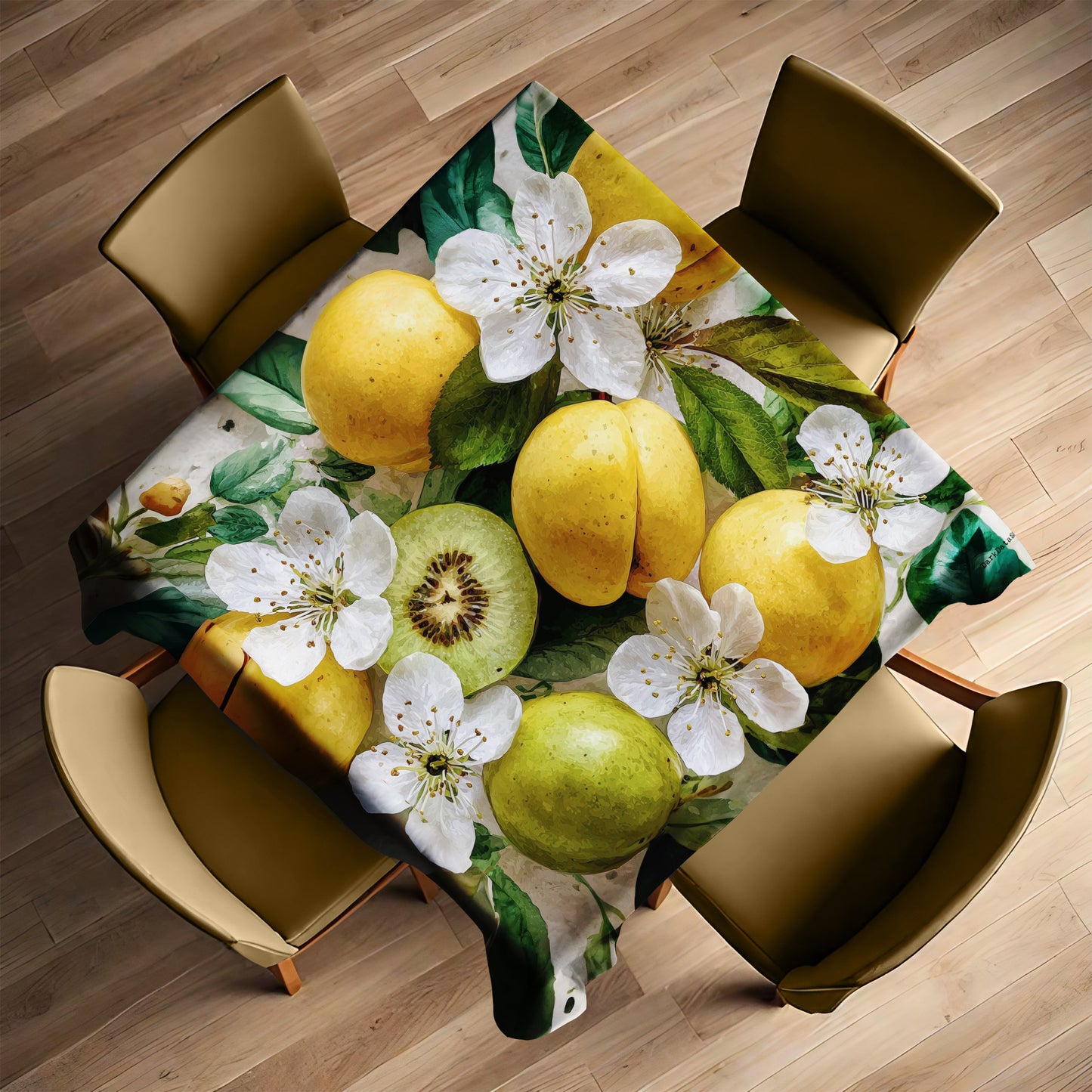 Golden Bloom Harvest Square Tablecloth by Wikus Schalkwyk