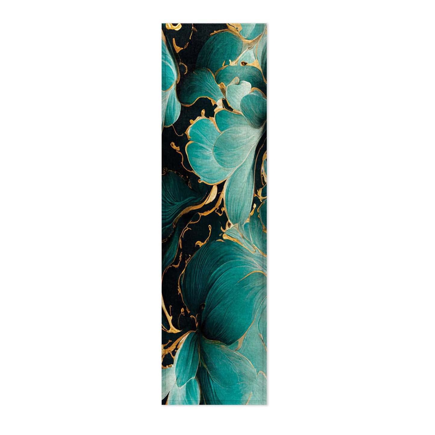 Golden Blue Flowers 160cm Table Runner