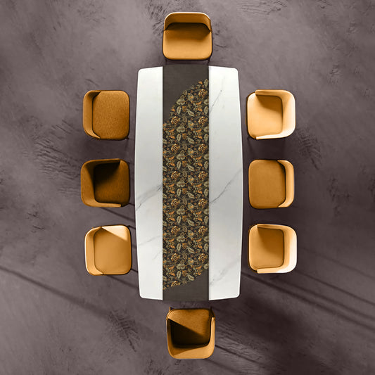 Golden Brown Floral Pattern Table Runner