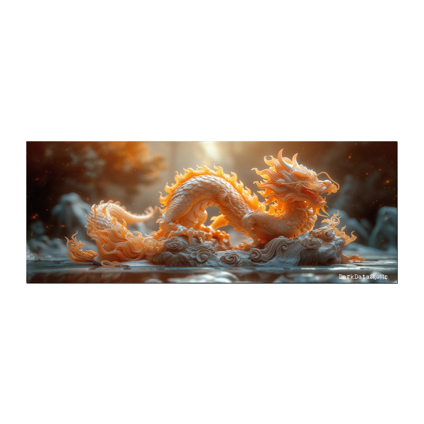 Golden Chinese Dragon by Wikus Schalkwyk Large Desk Pad
