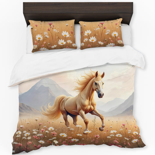Golden Horse Duvet Cover Set
