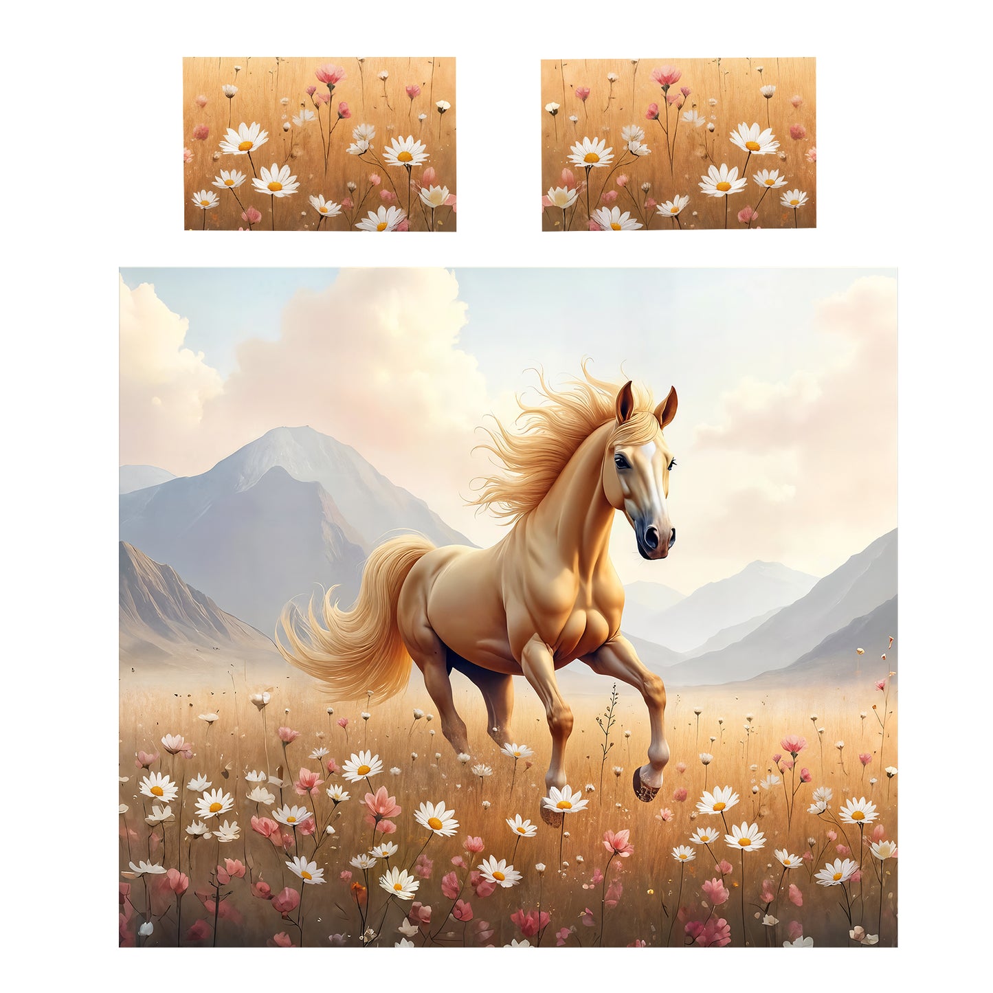 Golden Horse Duvet Cover Set