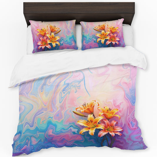 Golden Lily Whispers Duvet Cover Set
