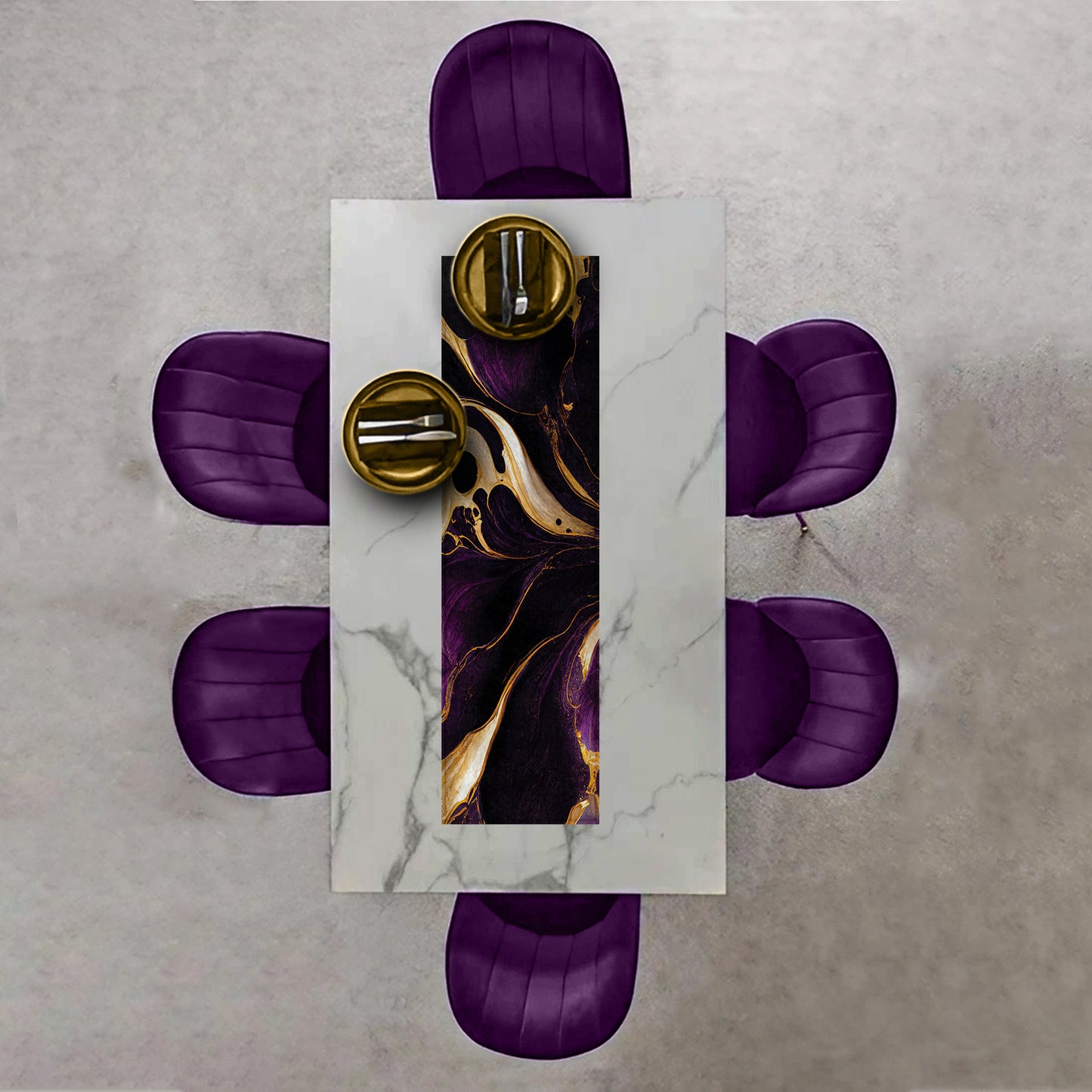 Golden Purple Spill 160cm Table Runner