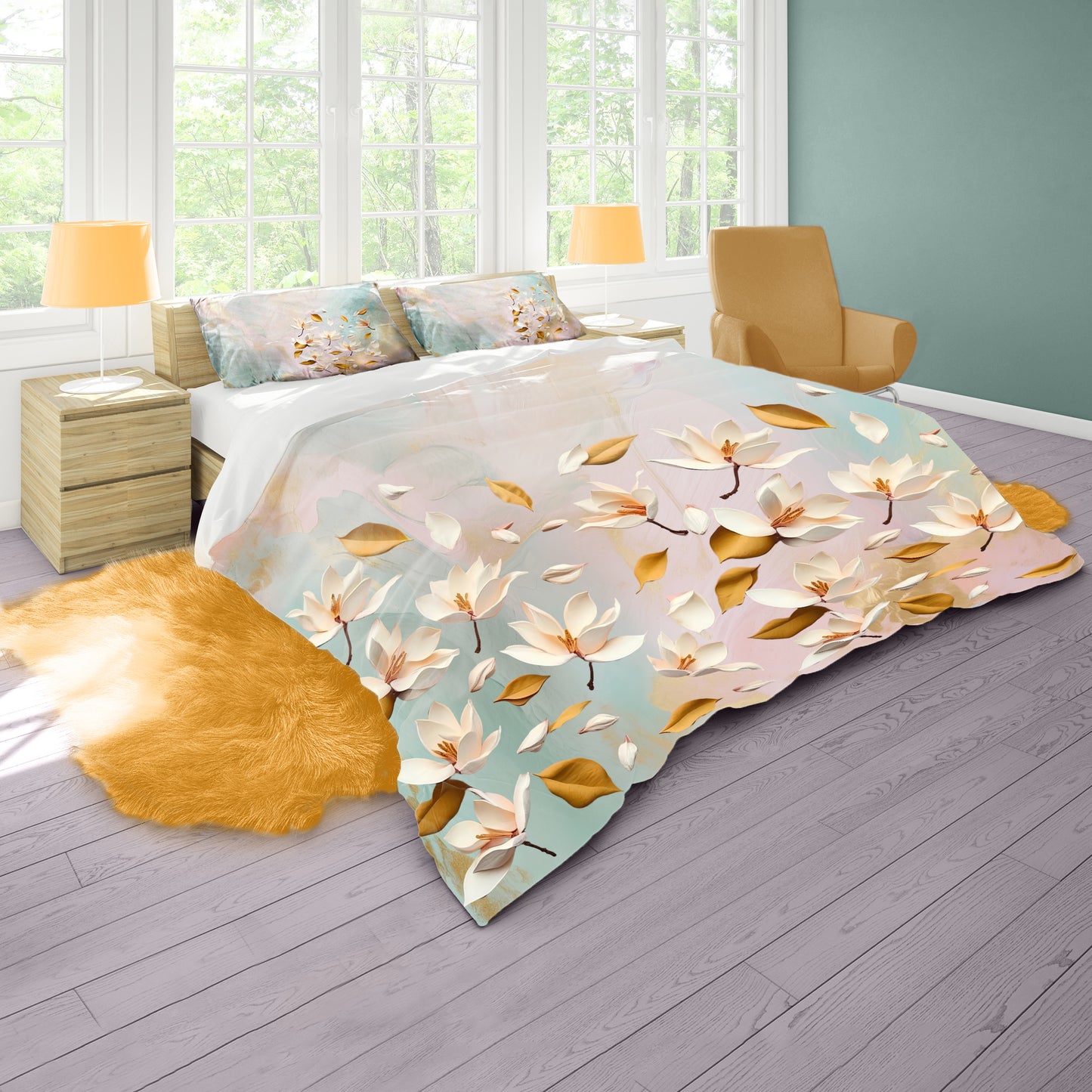 Gold Leaves Duvet Cover Set