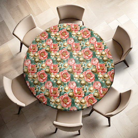 Green And Gold Round Tablecloth