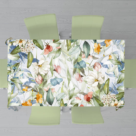 Green Blue Flower Vines Rectangle Tablecloth by Mark van Vuuren