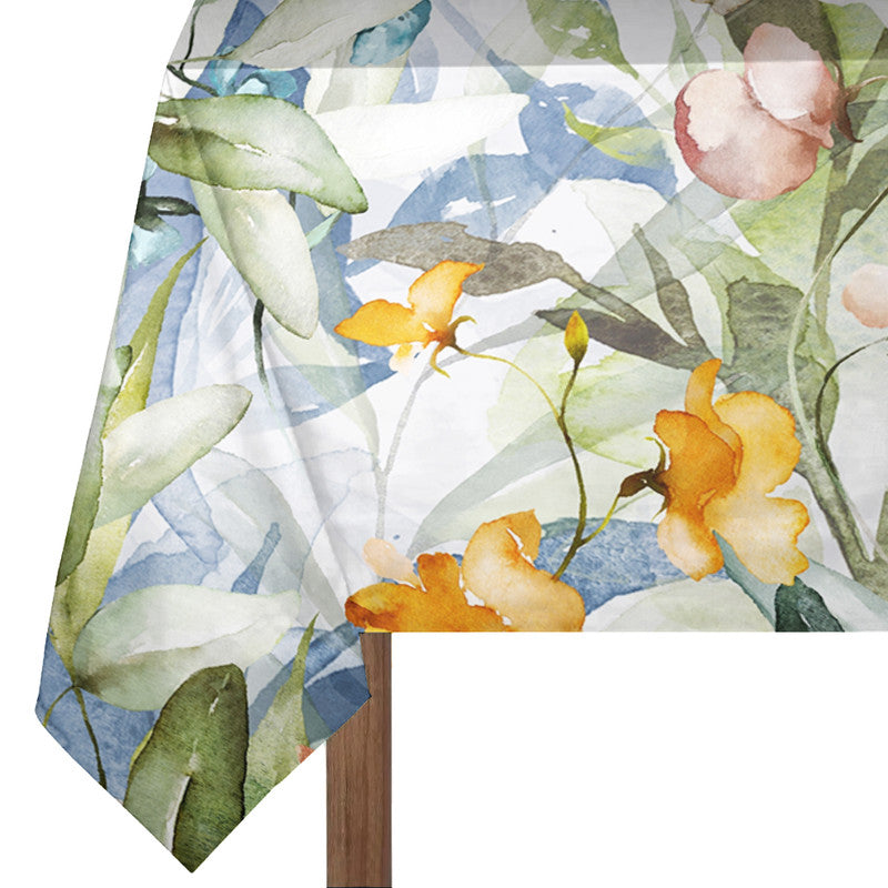 Green Blue Flower Vines Rectangle Tablecloth by Mark van Vuuren