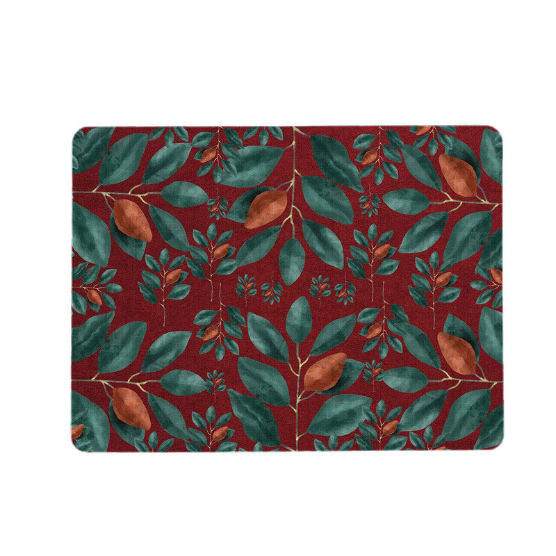 Green Leaves on Red Placemats By Mark Van Vuuren