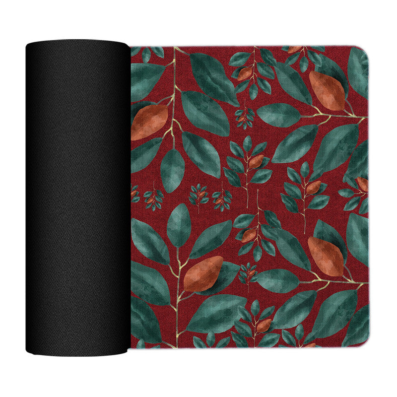 Green Leaves on Red Placemats By Mark Van Vuuren