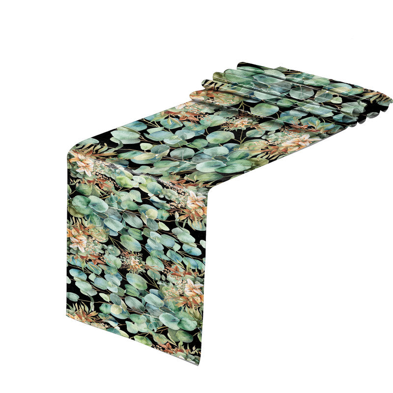 Green on Black Leaf Bouquet Table Runner By Mark Van Vuuren