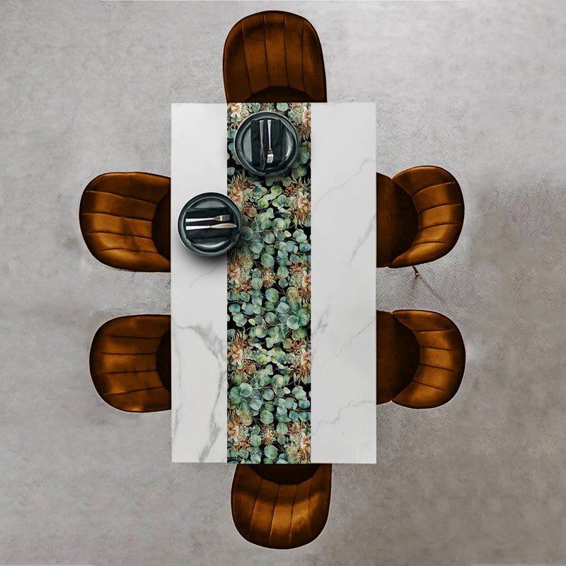 Green on Black Leaf Bouquet Table Runner By Mark Van Vuuren