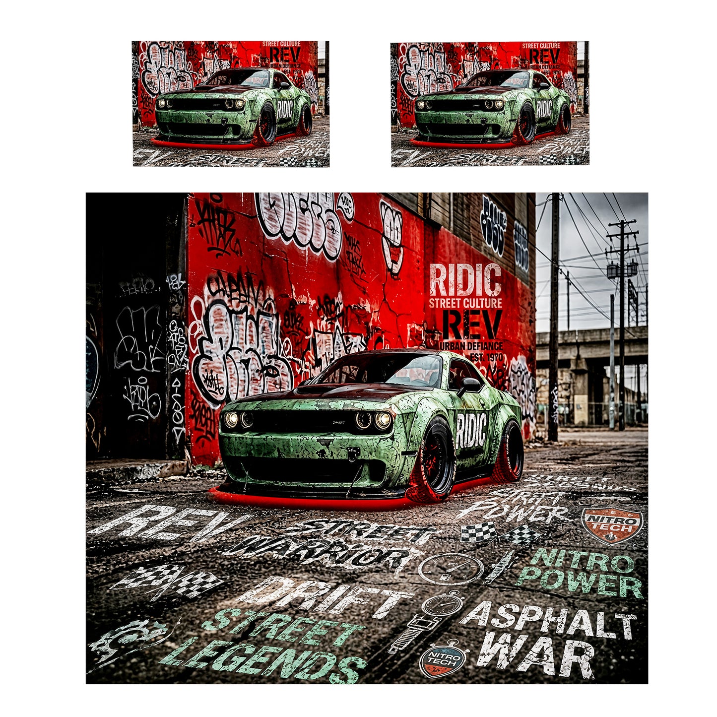Green Challenger Racing Duvet Cover Set