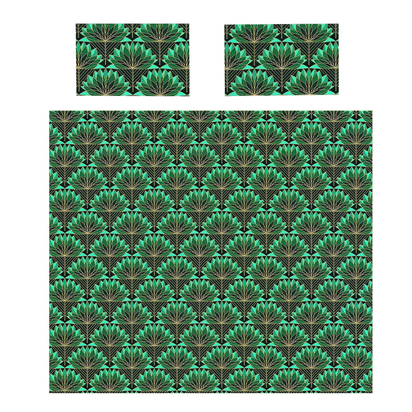 Green Fans Duvet Cover Set