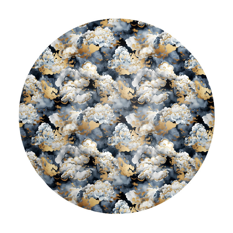 Grey And Black Round Tablecloth
