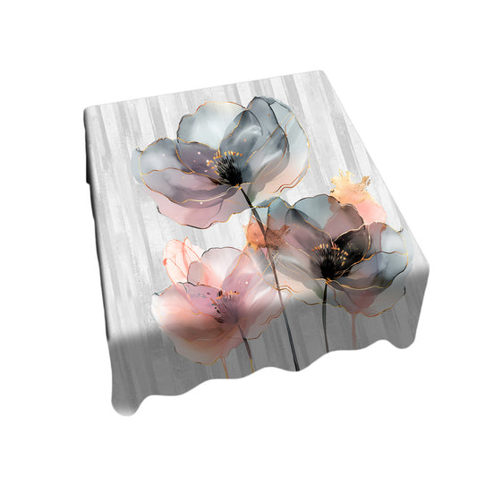 Grey Poppy Square Tablecloth