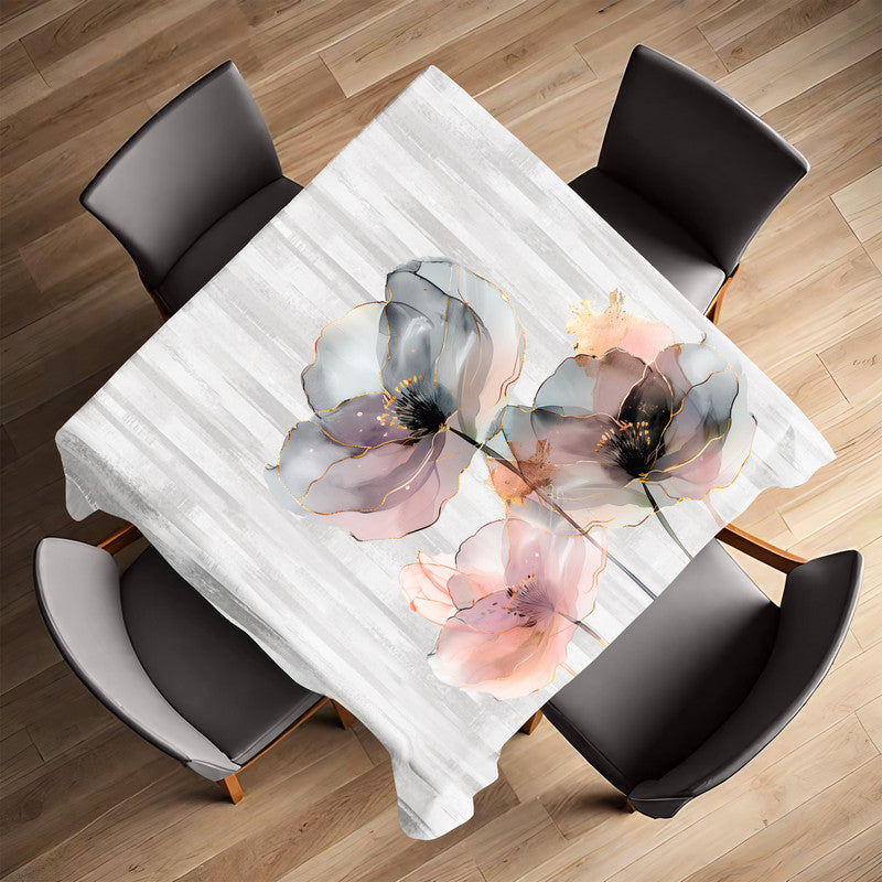 Grey Poppy Square Tablecloth