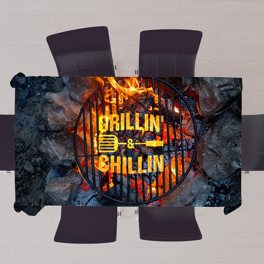 Grilln Chilln Rectangle Tablecloth