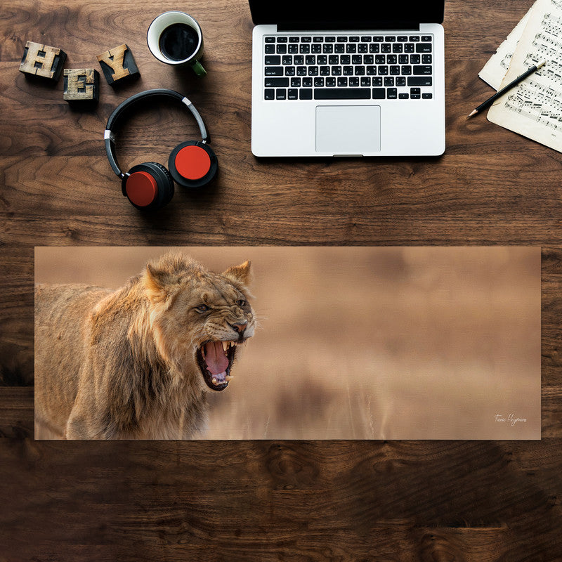 Growling Lion Panthera Leo Large Desk Pad By Fanie Heymans