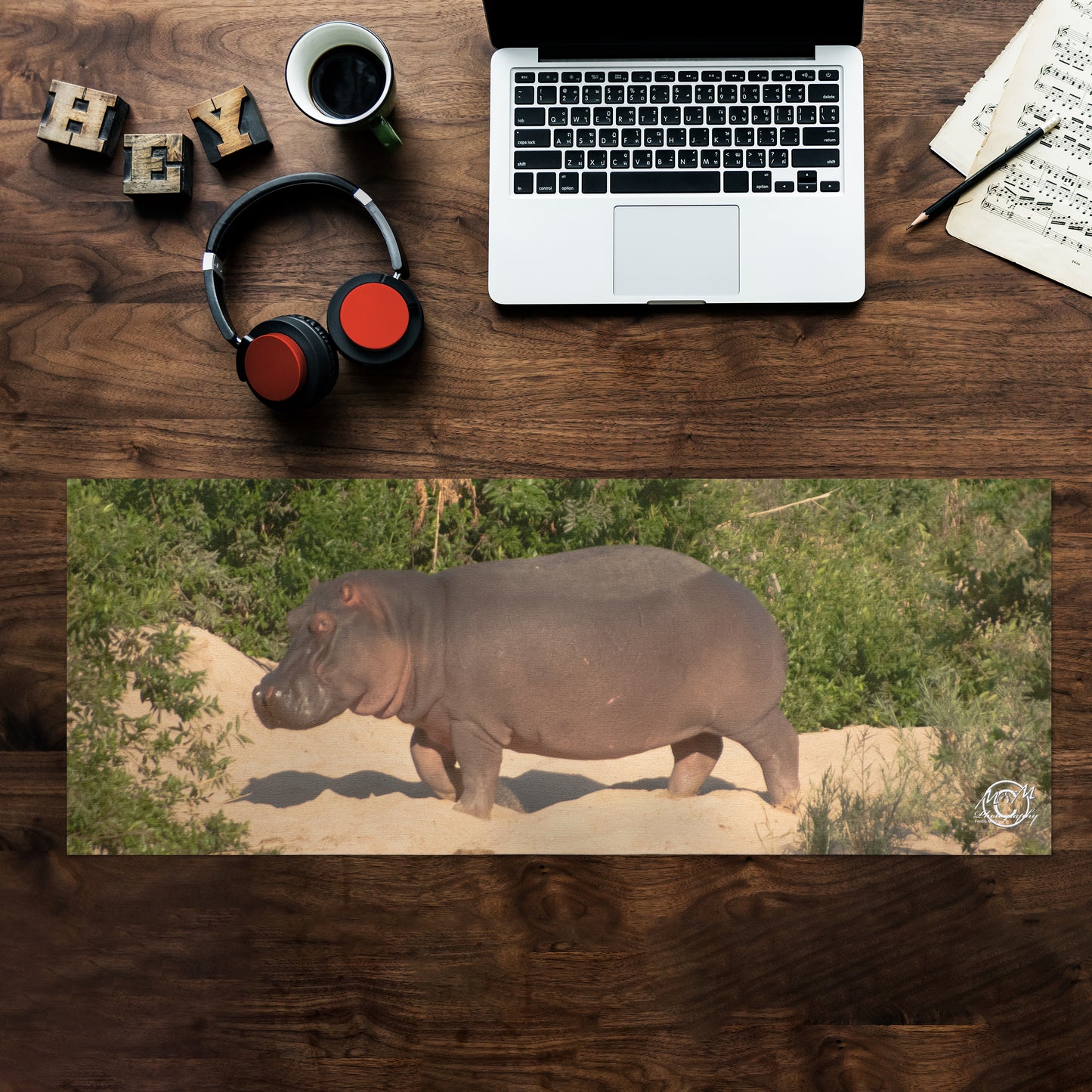 Happy Hippo Desk Pad by Ferdie Muller