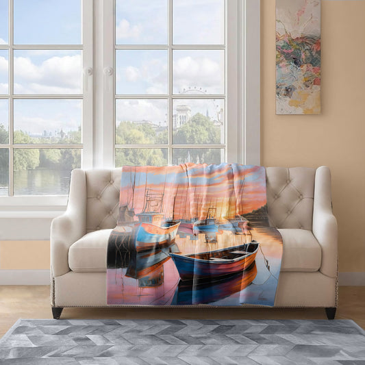 Harbour At Dawn Light Weight Fleece Blanket by Nathan Pieterse