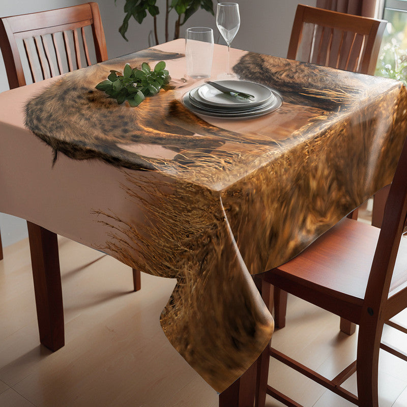 Female Hyena with Cub Square Tablecloth By Fanie Heymans