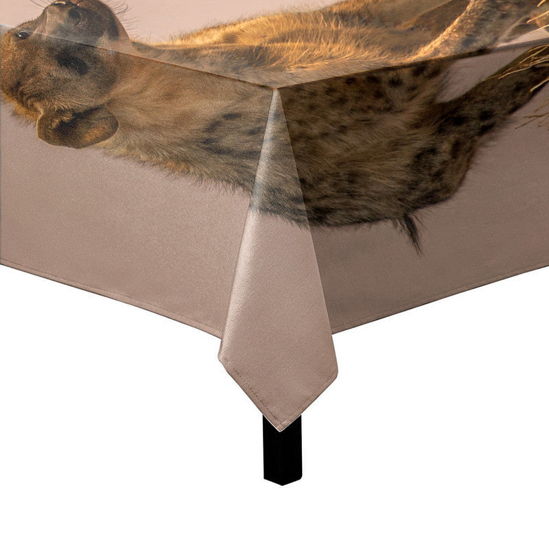 Female Hyena with Cub Square Tablecloth By Fanie Heymans