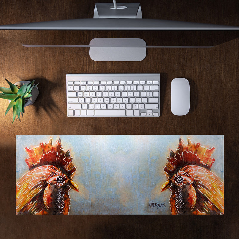 Roosters Large Desk Pad by Cherylin Louw