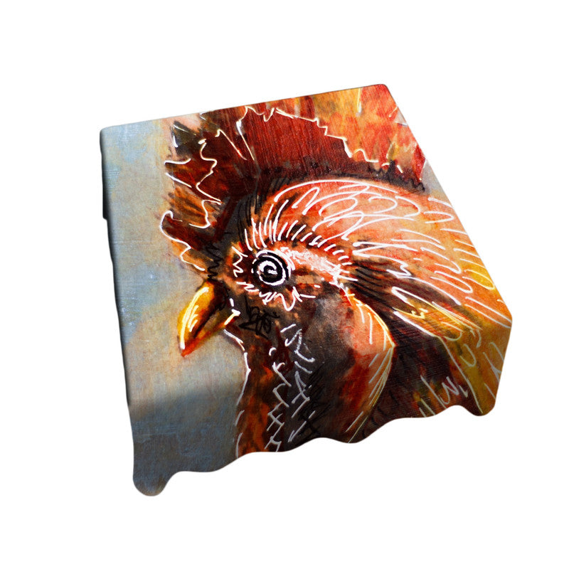 Rooster Head Square Tablecloth by Cherylin Louw