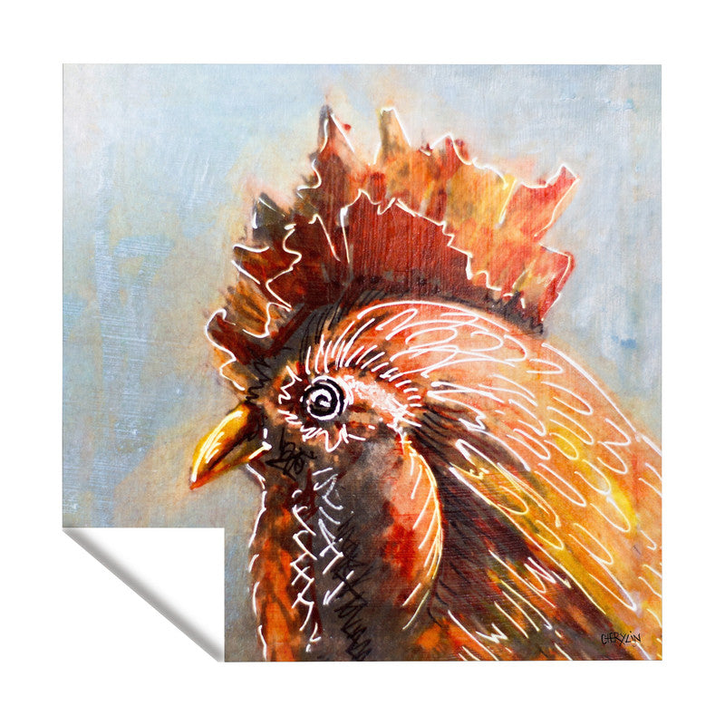 Rooster Head Square Tablecloth by Cherylin Louw