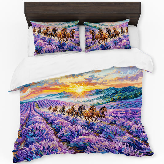 Horses & Lavender Duvet Cover Set