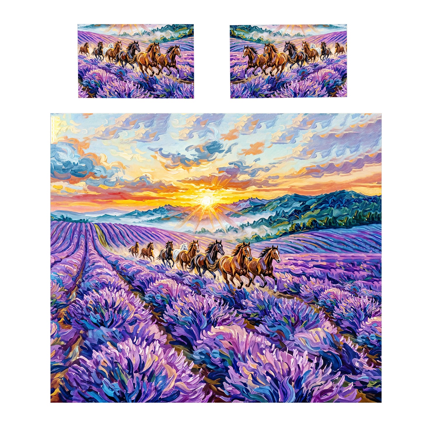 Horses & Lavender Duvet Cover Set