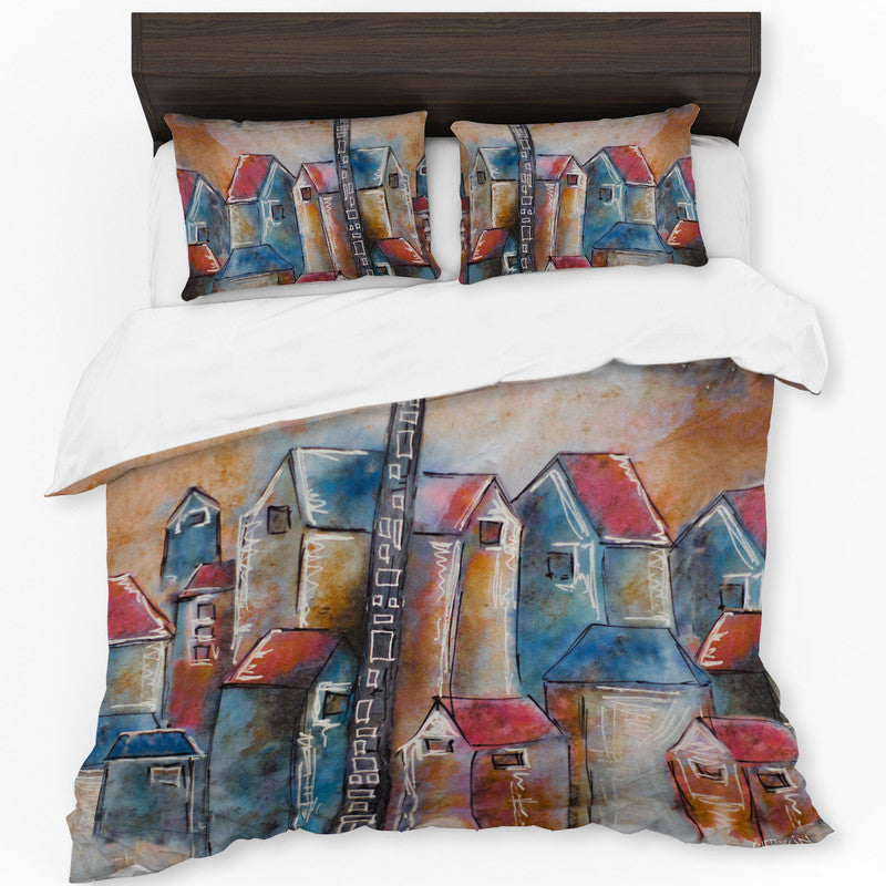 Houses on the Hill Duvet Cover Set by Cherylin Louw