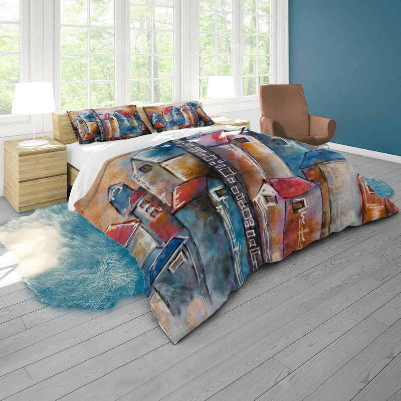 Houses on the Hill Duvet Cover Set by Cherylin Louw