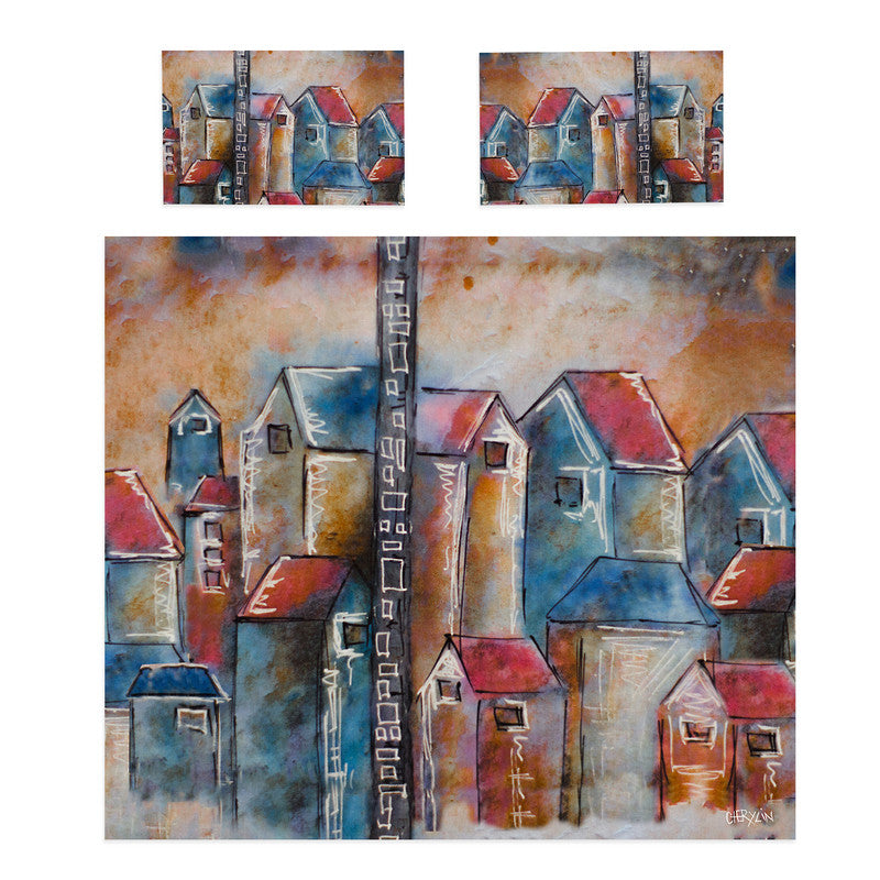 Houses on the Hill Duvet Cover Set by Cherylin Louw