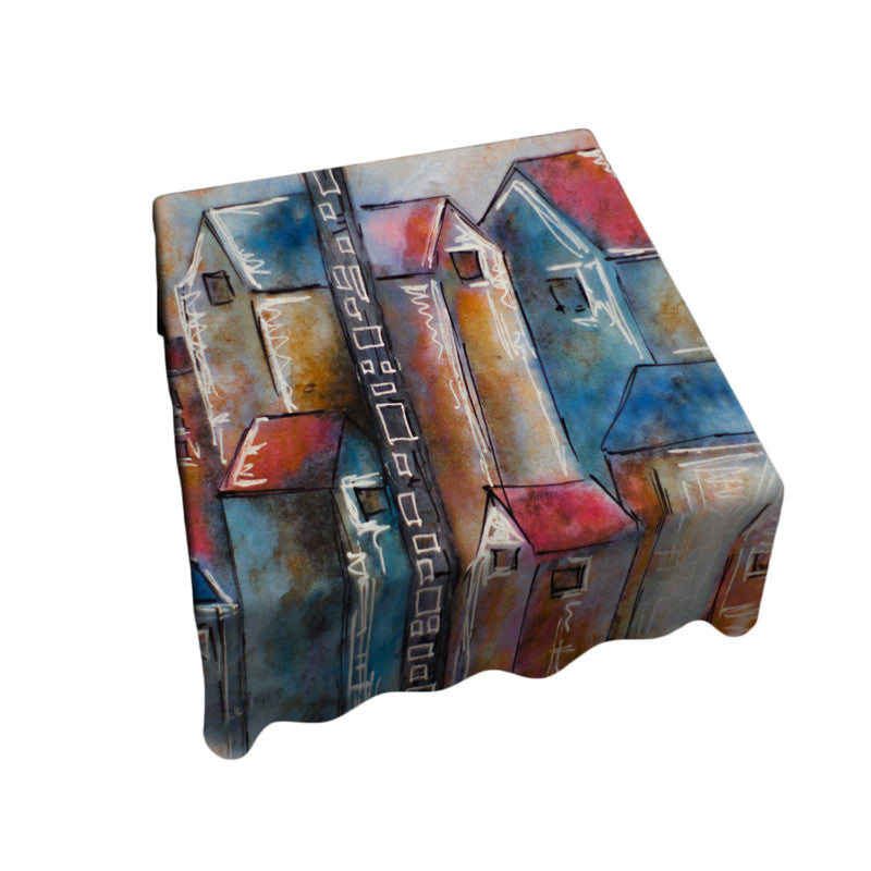 Houses on the Hill Square Tablecloth by Cherylin Louw