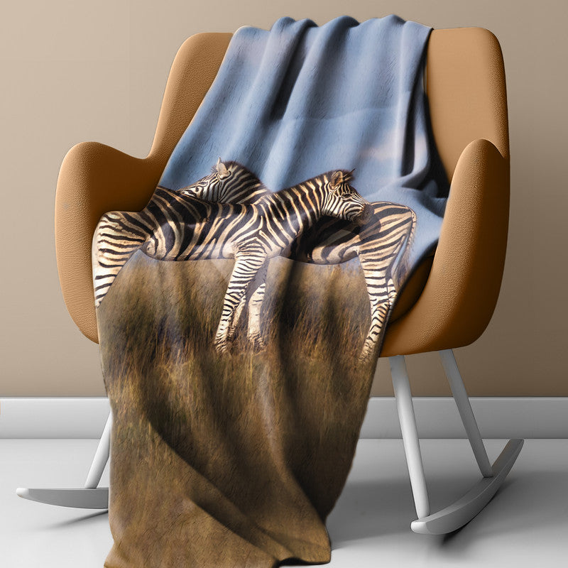 Hugging Zebras Light Weigt Fleece Blanket By Fanie Heymans