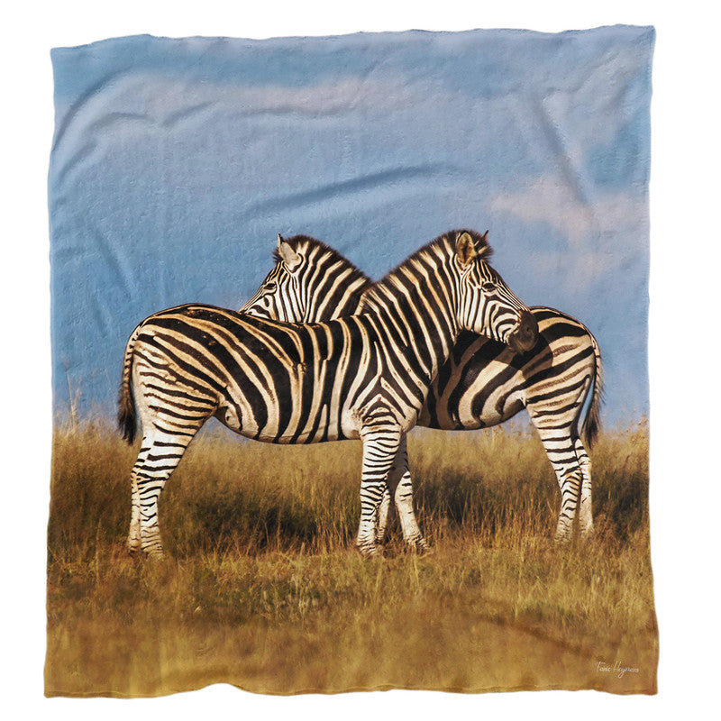 Hugging Zebras Light Weight Fleece Blanket By Fanie Heymans