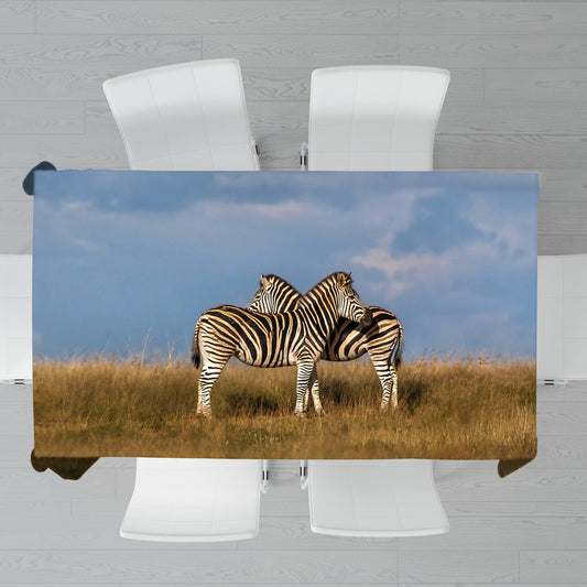 Hugging Zebras By Fanie Heymans Rectangle Tablecloth