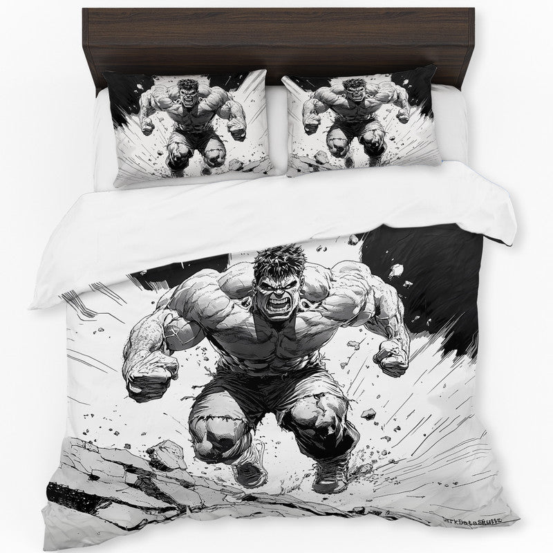 Hulk Smash Black White Duvet Cover Set by Wikus Schalkwyk
