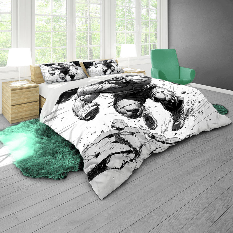 Hulk Smash Black White Duvet Cover Set by Wikus Schalkwyk
