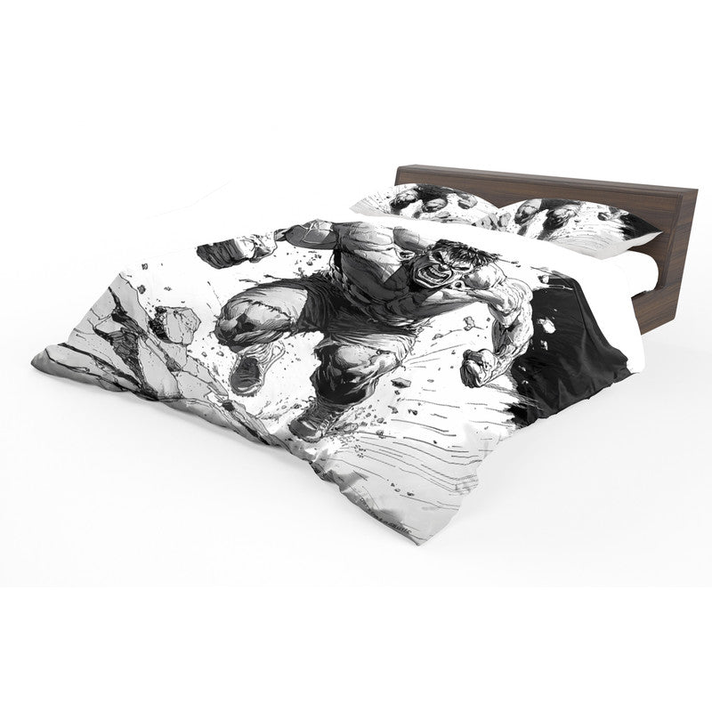 Hulk Smash Black White Duvet Cover Set by Wikus Schalkwyk