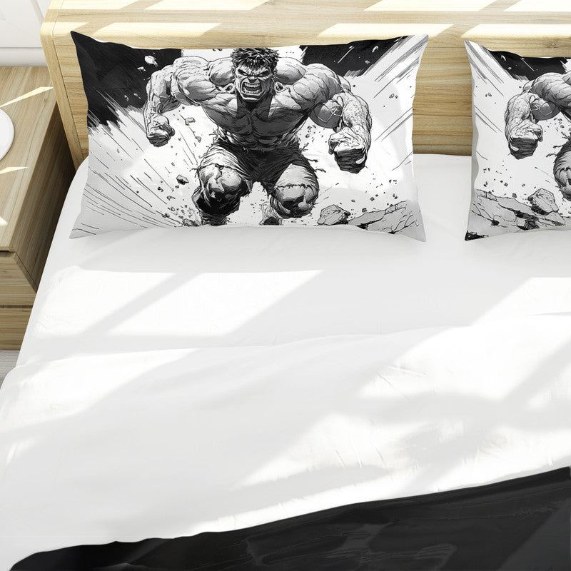 Hulk Smash Black White Duvet Cover Set by Wikus Schalkwyk