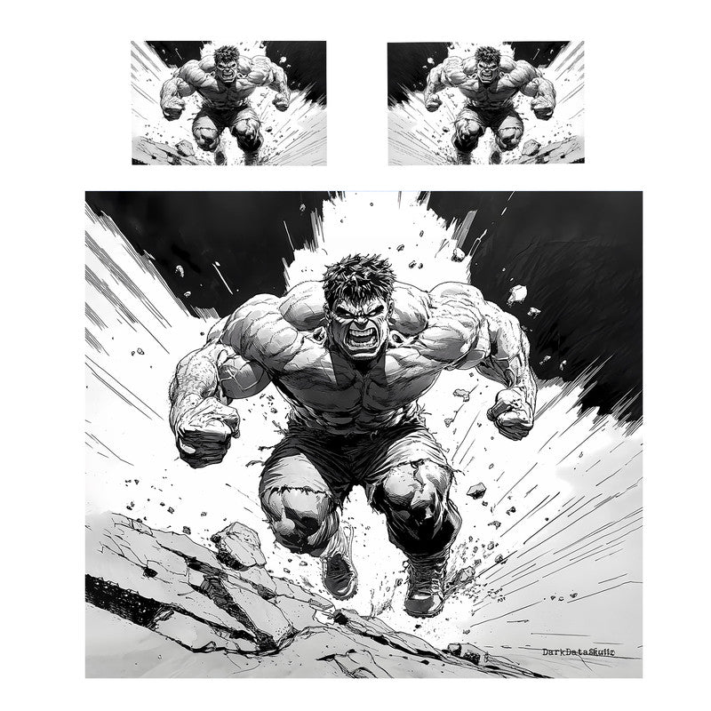 Hulk Smash Black White Duvet Cover Set by Wikus Schalkwyk
